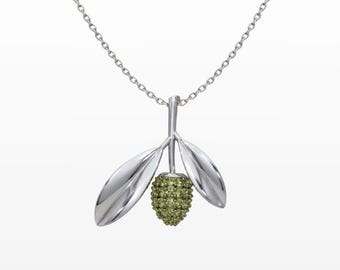 Olive Branch Pendant Necklace Sterling Silver | White Rhodium or 18K Gold Vermeil