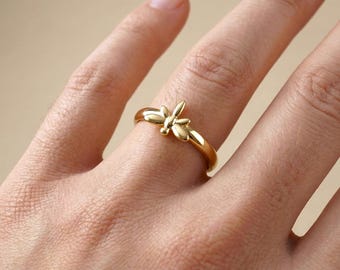 Dragonfly Ring, Nature Inspired Insect Jewelry, Sterling Silver, White Rhodium or 18k Gold vermeil