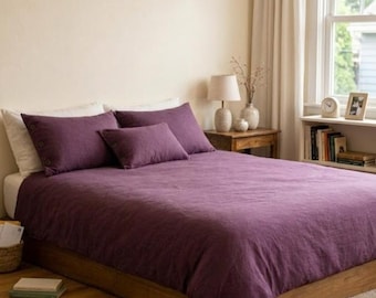 Yarn-Dyed Duvet Cover Set with Pillow Covers – Dark Burgundy Color