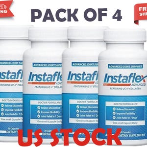 4 PAK Instaflex Advanced Joint Support Supplement: kurkuma, resveratrol, boswellia serrata-extract, bioperine, UC-II-collageen: 30 count