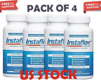 4 PACK Instaflex Advanced Joint Support Supplement - Turmeric, Resveratrol, Boswellia Serrata Extract, BioPerine, UC-II Collagen- 30 Count
