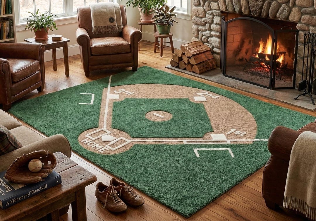 Buy Hand-tufted Wool Baseball Diamond Rug – Sports Decor Play Mat ...