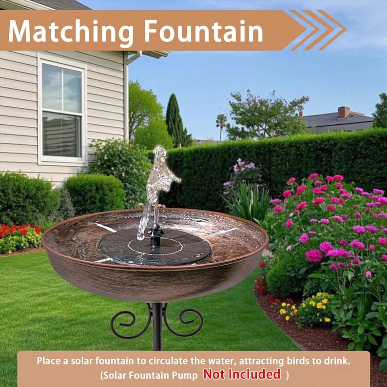 30" Metal Birdbath with Stand, Bird Feeder, Metal Backyard Birdbath, Vintage Garden Feeder, 10" Dia Bowl with Stake Birdbaths Garden Yard bild 7