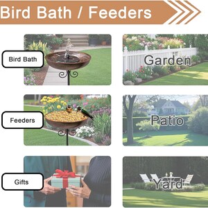30" Metal Birdbath with Stand, Bird Feeder, Metal Backyard Birdbath, Vintage Garden Feeder, 10" Dia Bowl with Stake Birdbaths Garden Yard bild 9