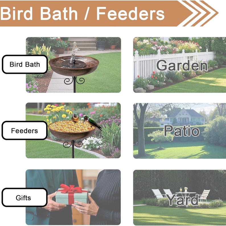 30" Metal Birdbath with Stand, Bird Feeder, Metal Backyard Birdbath, Vintage Garden Feeder, 10" Dia Bowl with Stake Birdbaths Garden Yard bild 9