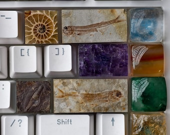 Toetsdoppen van natuurlijk kristal en mineraal Artisan mechanisch toetsenbordset met keycaps OEM-profiel voor een kers mx