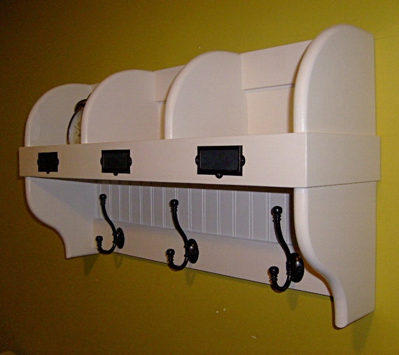 Cubby Coat Hook Shelf 3 Cubbies & Hooks Etsy