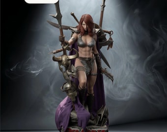 STL-bestand Red Sonja Fury – Fantasy Warrior-standbeeld – direct downloaden