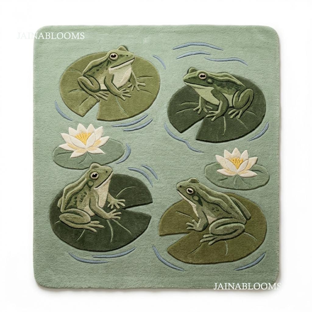 Frog Rug Tufted Frog Lily Pad Nursery Rug 7x10 Hand Tufted Kids Room Area Rug Custom ...