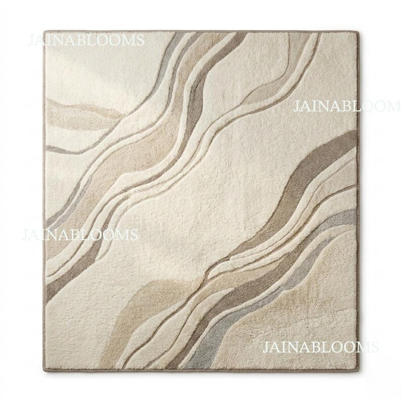 Hand Tufted Wool Runner Rug, Neutral Abstract Beige Hallway Carpet 2 ...