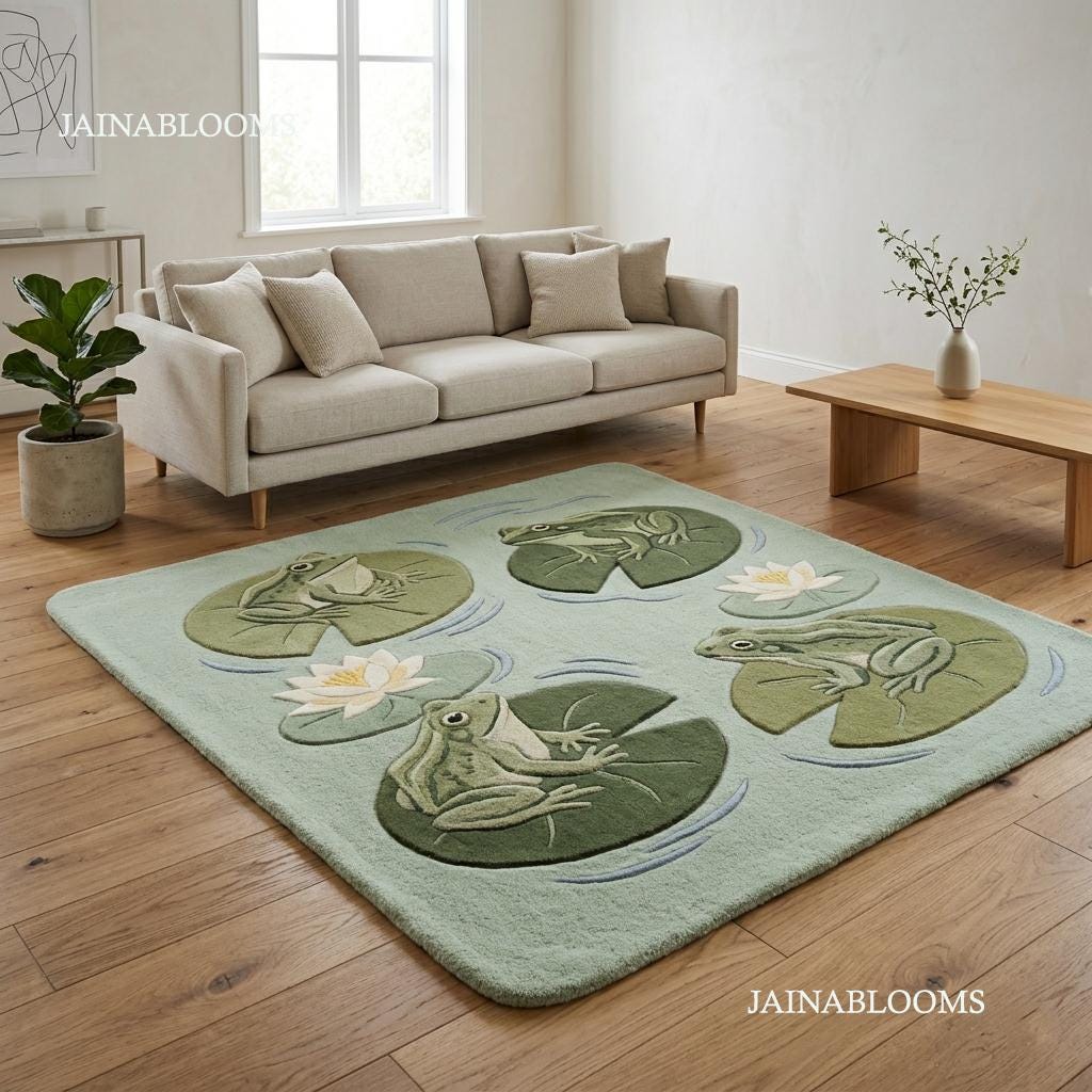 Frog Rug Tufted Frog Lily Pad Nursery Rug 7x10 Hand Tufted Kids Room Area Rug Custom ...