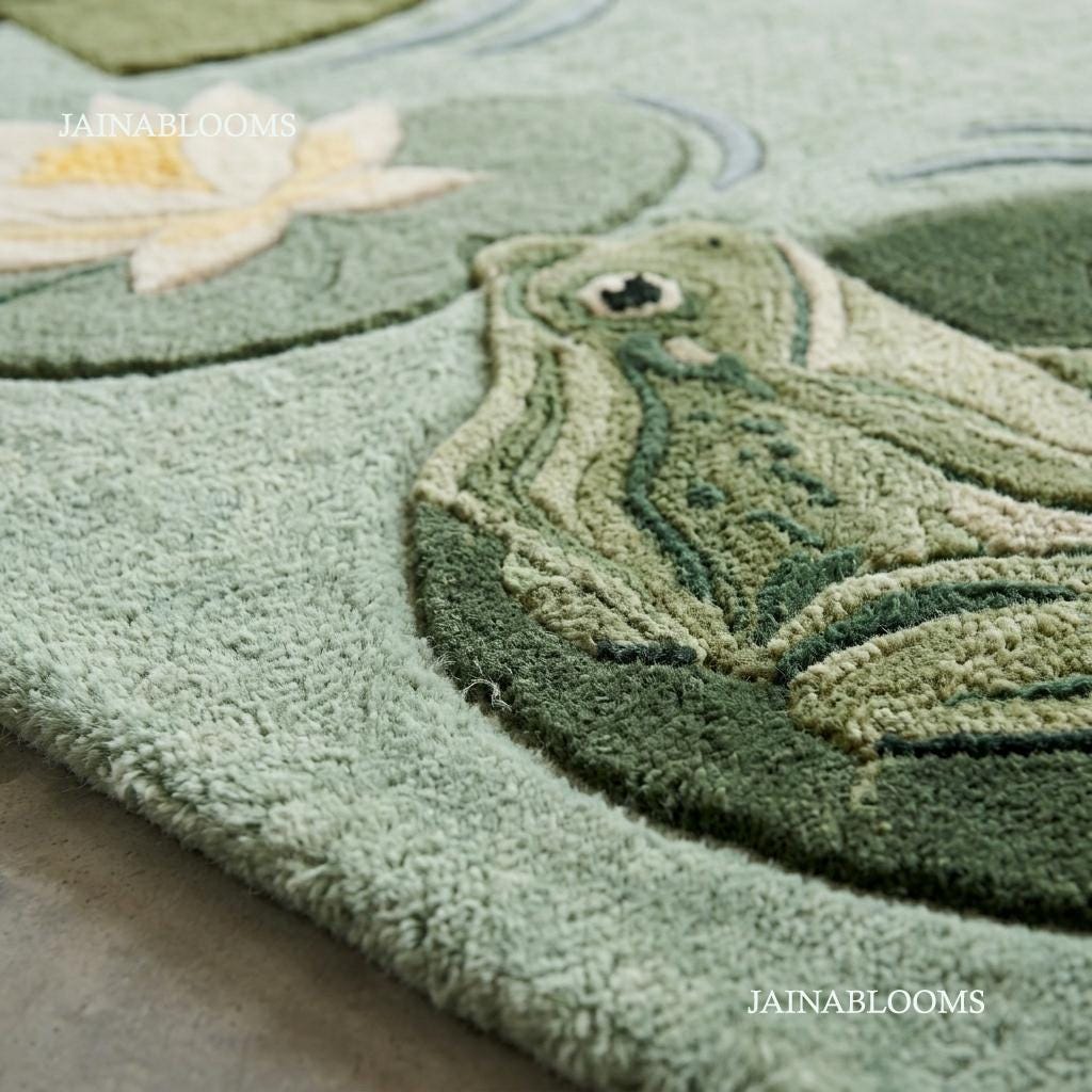 Frog Rug Tufted Frog Lily Pad Nursery Rug 7x10 Hand Tufted Kids Room Area Rug Custom ...