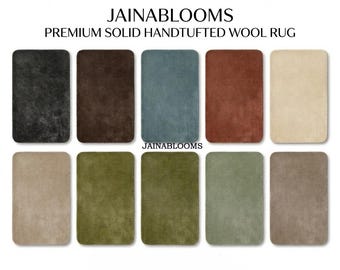 Solid Hand Tufted Wool Rug, Modern Area Rug, Custom Living Room Rug