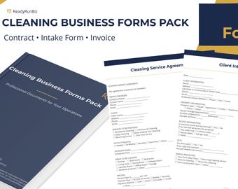 Cleaning Business Forms Pack | 10+ Editable Forms, Contract, Intake Form & Invoice