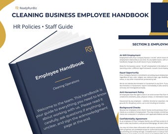 Cleaning Business Employee Handbook | Editable HR Policy Template