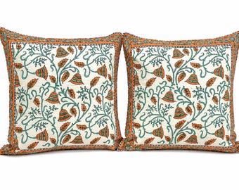 Set of 4 pillow covers Indian hand block printed living room pillow decor handmade home gift custom cushion cover