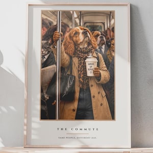 The Commute Animal Art Print, Funny Dog Poster, Office Wall Decor, Quirky Gift