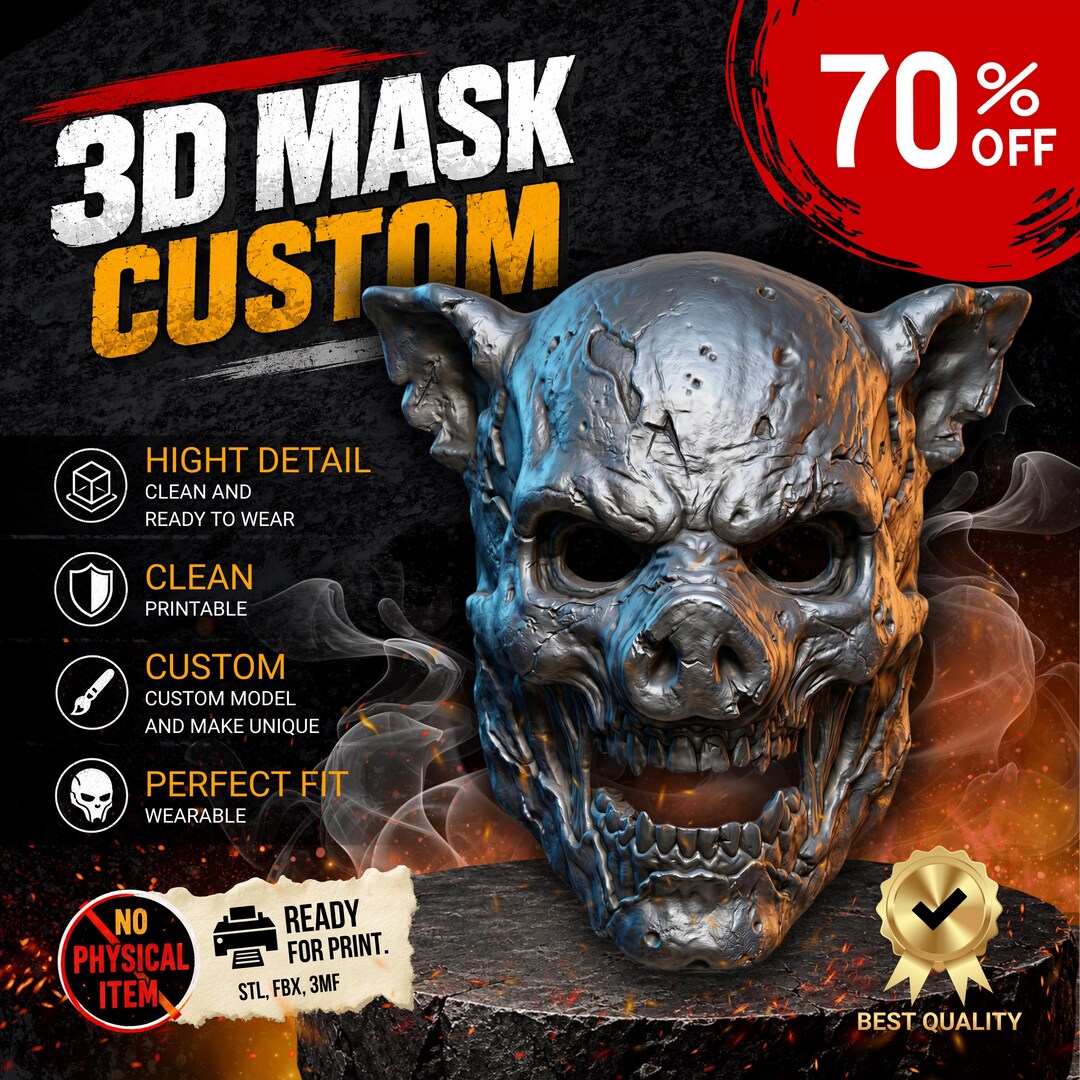 Custom 3D Printed Mask Design | STL File for 3D Printing | Wearable ...