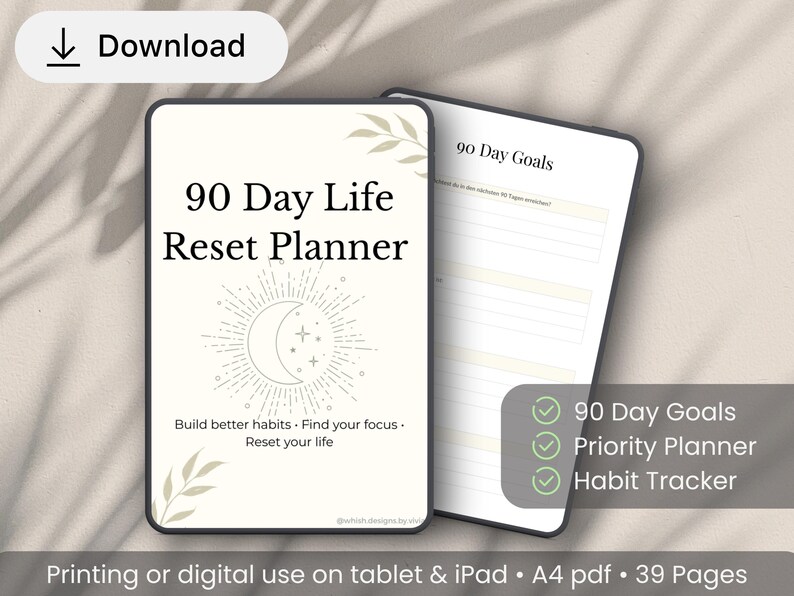 90 Day Reset Planner Printable | Habit Tracker, Goal Setting & Self ...
