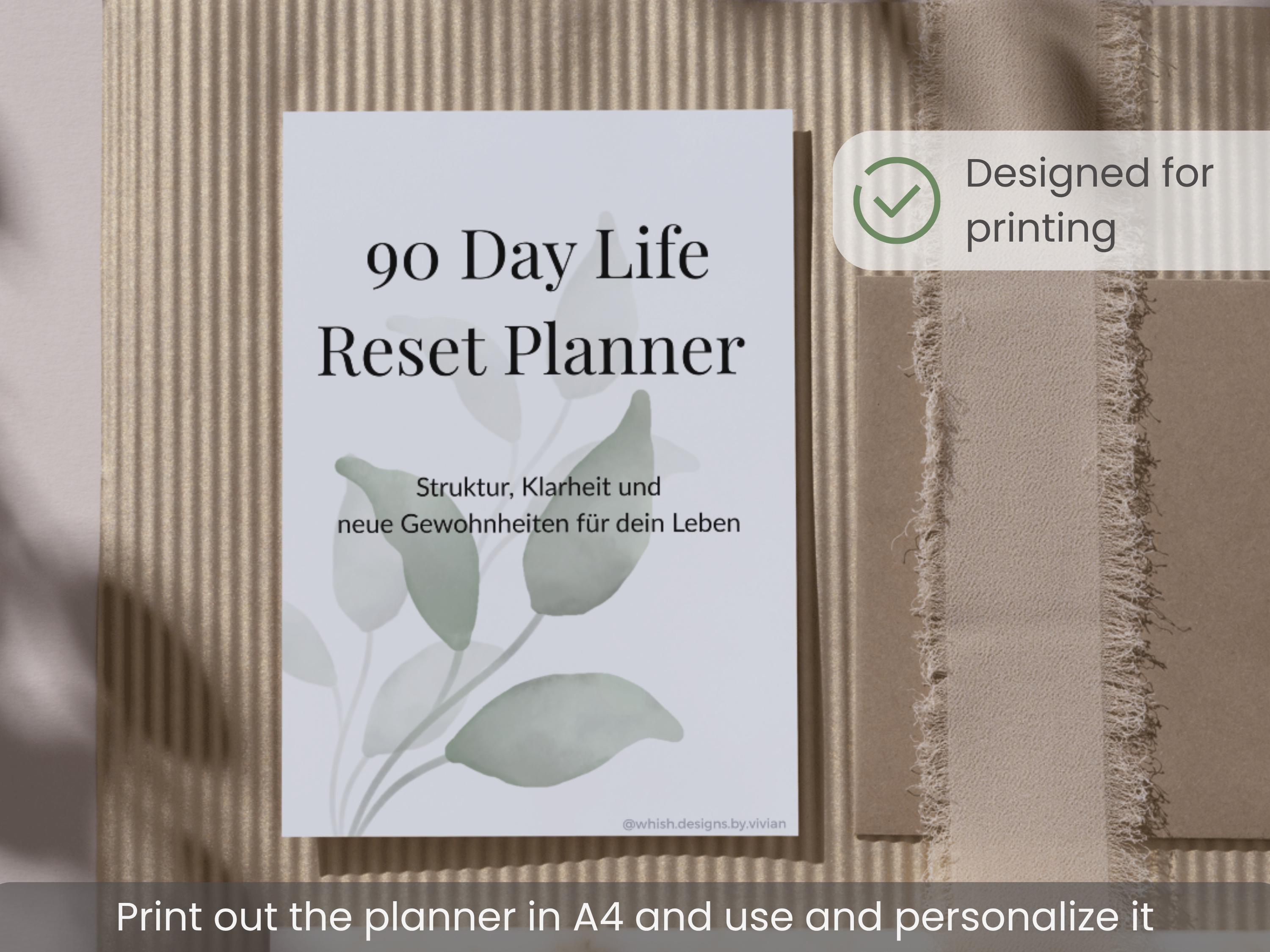 90 Day Life Reset Planner Printable | Life Organization Planner | Self ...
