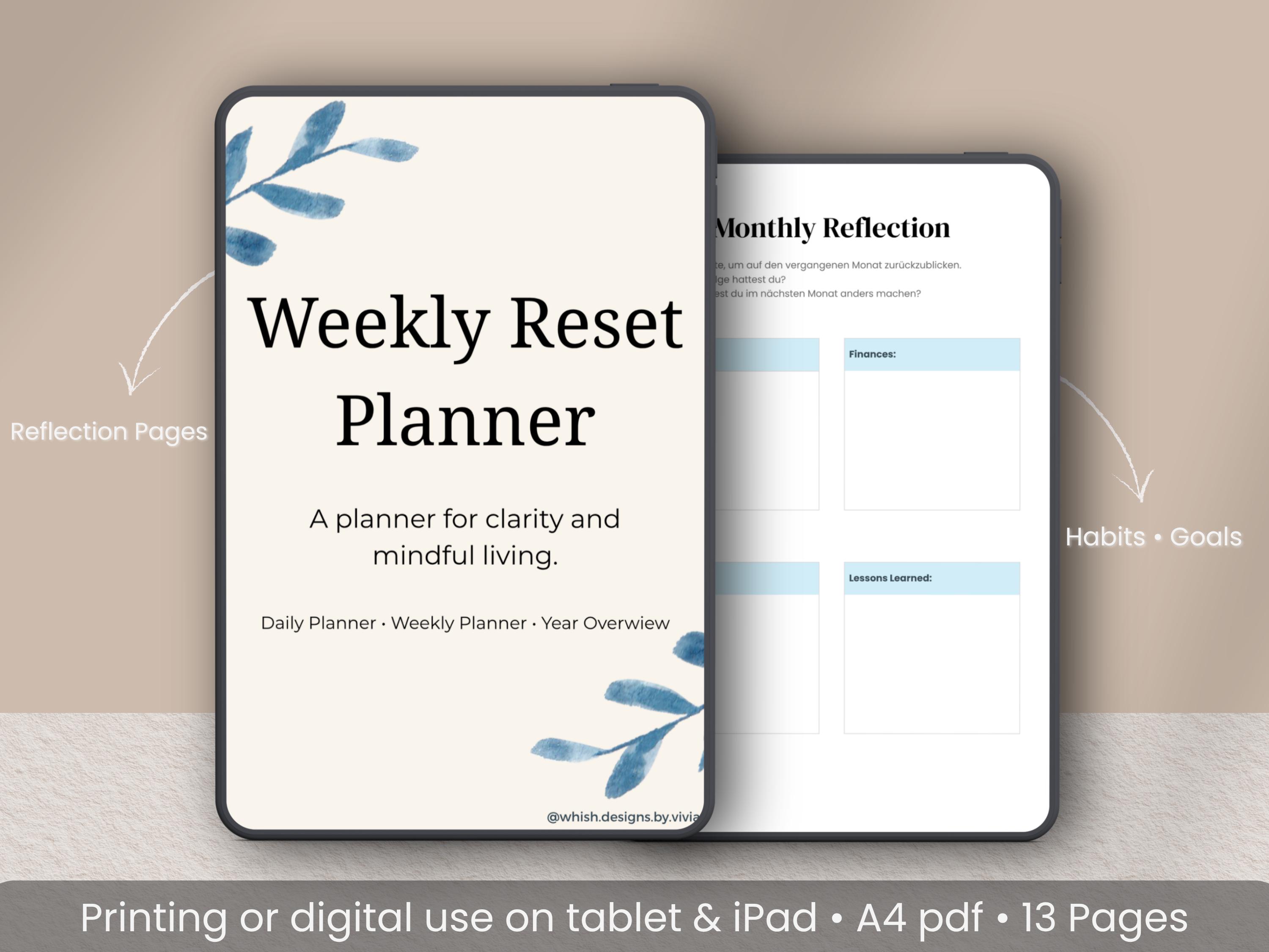 Weekly Reset Planner Printable | Weekly Planner PDF | Habit Tracker ...