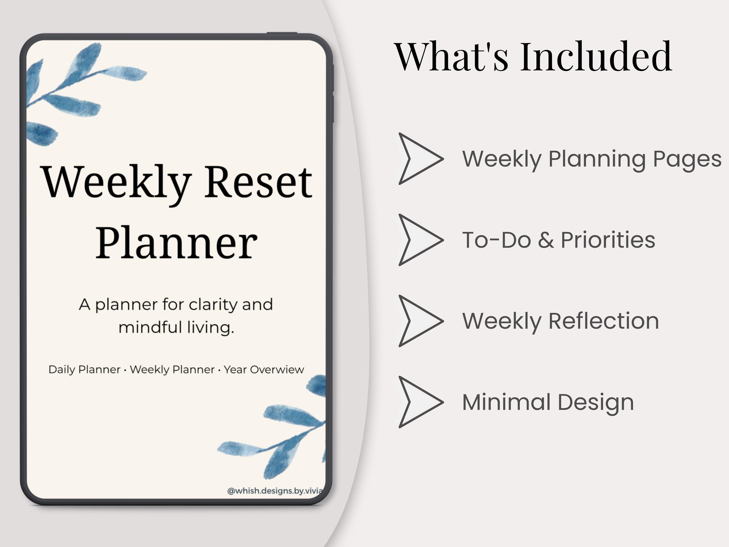 Weekly Reset Planner Printable | Weekly Planner PDF | Habit Tracker ...