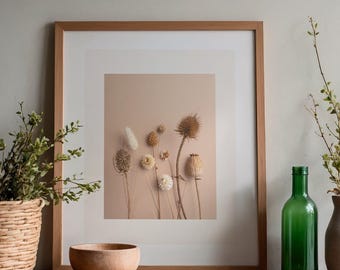 Boho Dry Flowers Printable Art / Neutral Floral Wall Decor / Instant Download Wall Art