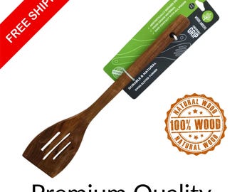 Handgefertigter Holzwender, Naturholzküchenutensil mit langem Griff, umweltfreundlicher Pfannenwender