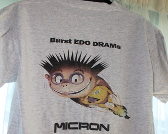 90s MICRON Corp BEDO DRAM T Shirt Tee Computer Geek Nerd Chic Rare Idaho Silicon Valley Apple Macinstosh Microsoft Burst Edo DRam Stock Med