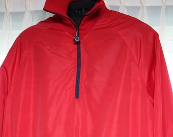 Vintage rood nylon windjack uit de jaren 80, Big & Tall XXL (borst 56 inch)