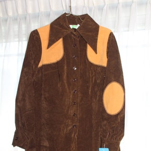 70s Velveteen Mod Dress: Gay Gibson, Edwardian Elbow Patch, Size 9 (NOS)