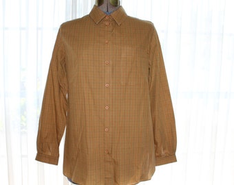 80s Equestrian Plaid Blouse, Faux Cape Detail