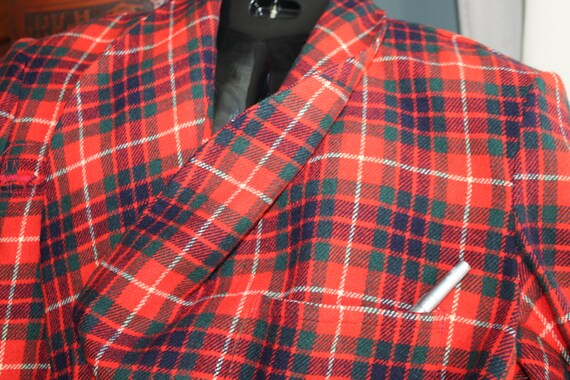 40s 50s RED FRASER PLAID New Wool Robe w Belt Mar… - image 6