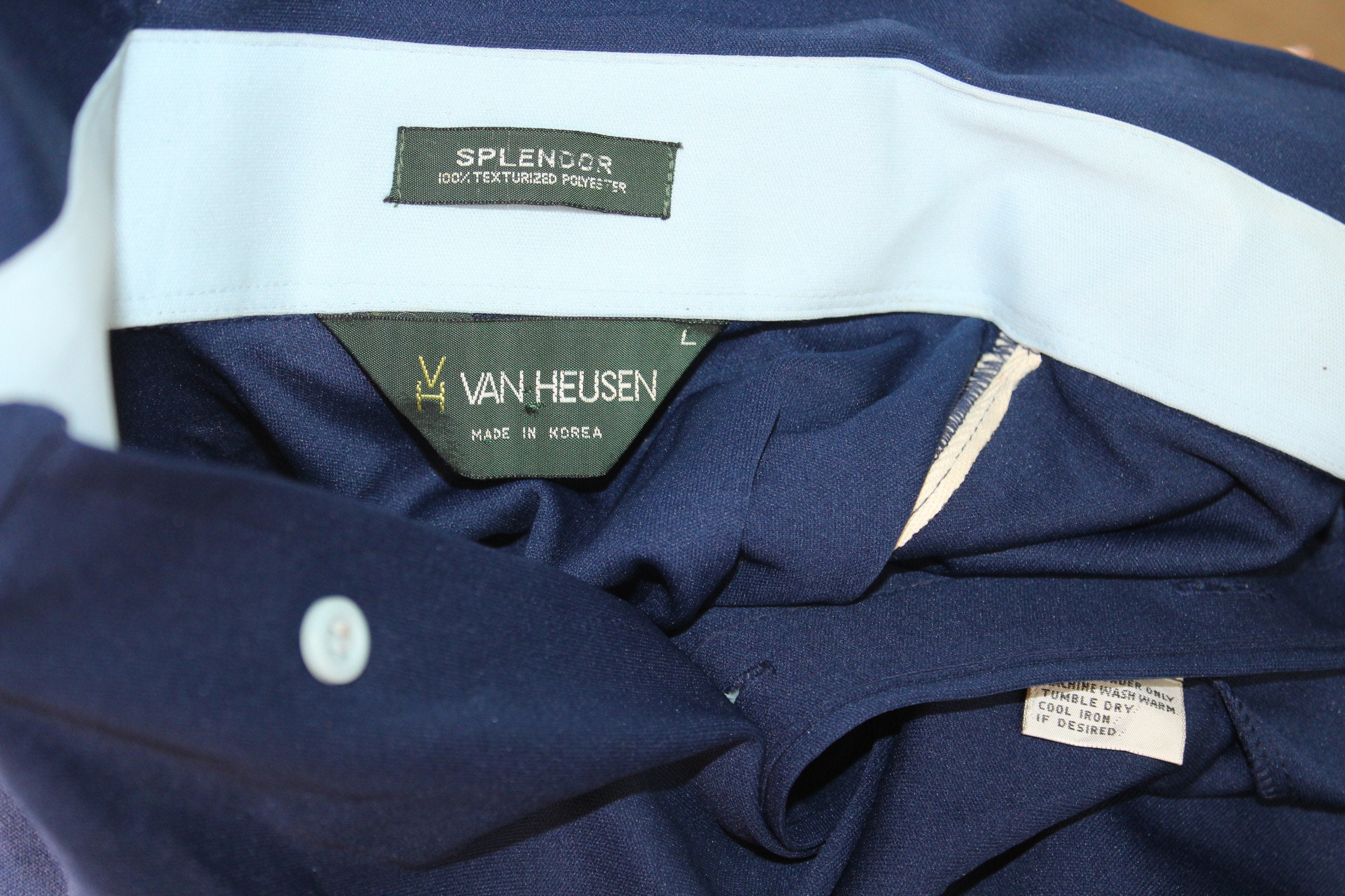 70s Van Heusen Disco Shirt: Navy Blue, Two-tone Collar, Size L - Etsy