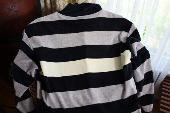 70s Izod Velour Wide Stripe Shirt S Small 42 ches… - image 9