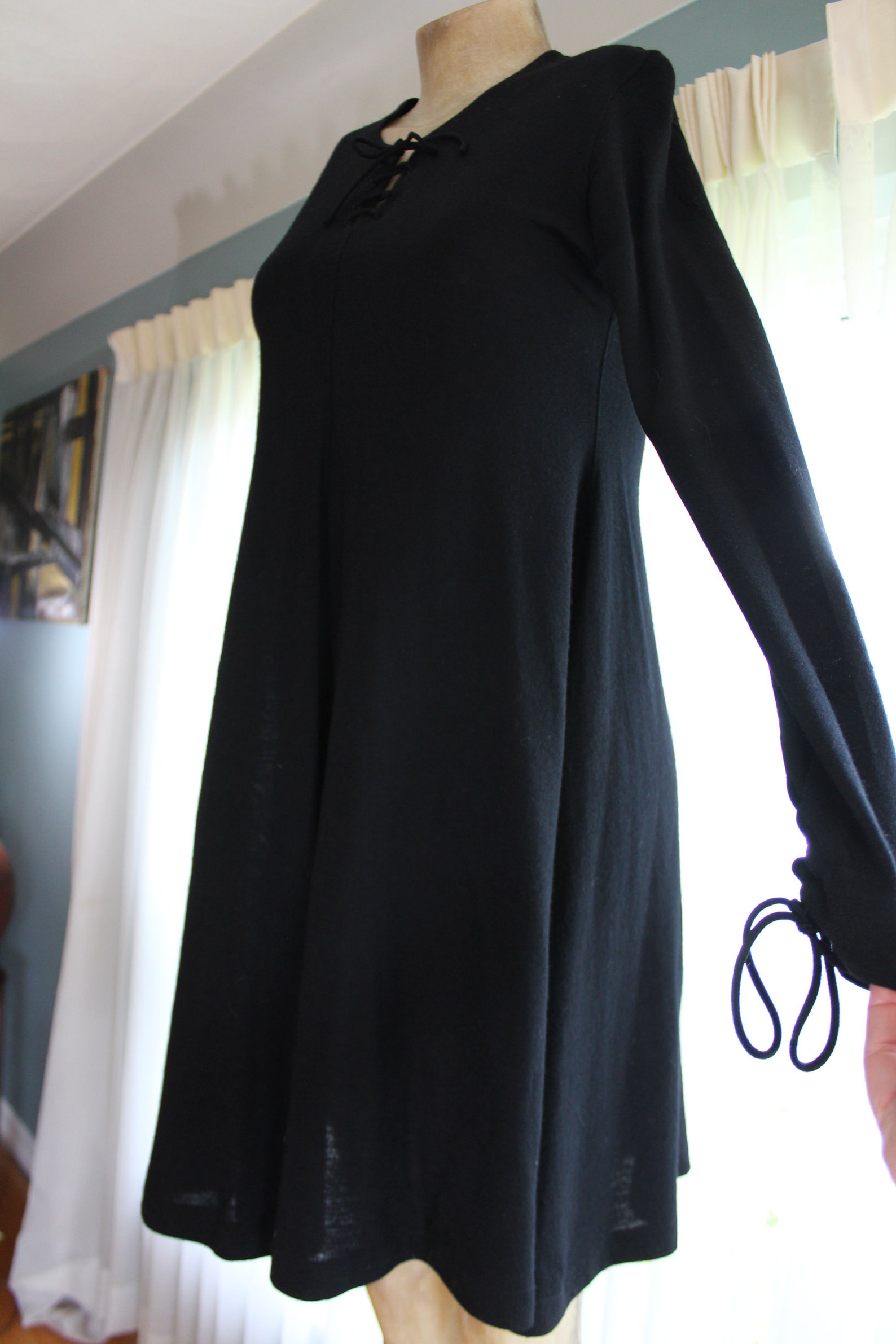 80s Early LE FAY Lefay Black Wool Dress Renaissance Etsy