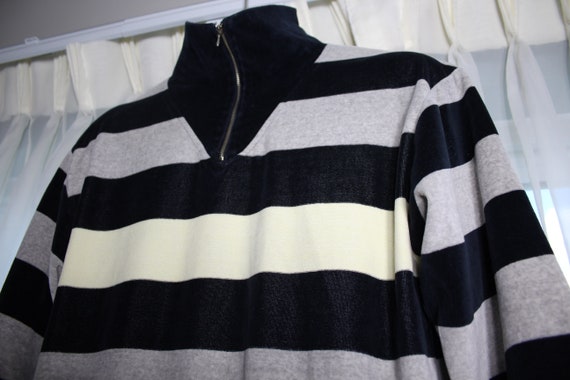 70s Izod Velour Wide Stripe Shirt S Small 42 ches… - image 3