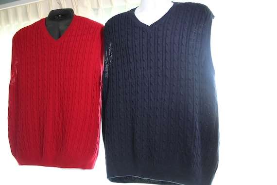 New Mens Club Room 100/% Cotton V Neck Solid Sleeveless Sweater Vest