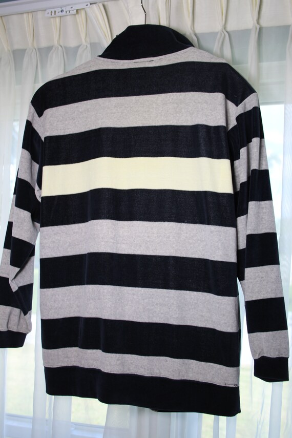 70s Izod Velour Wide Stripe Shirt S Small 42 ches… - image 7