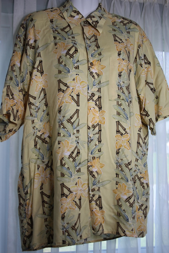 Early 80s PURITAN Mens RAYON SHIRT Aloha Tropical 