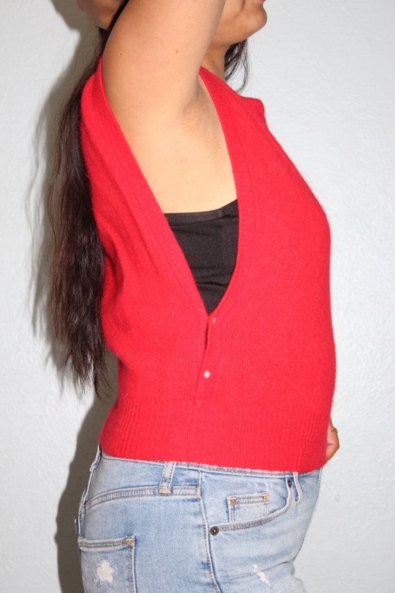 QUORUM Swinging London UK Vintage Red Sweater Ves… - image 5