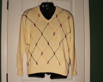 Retro GOLF Preppie Sweater La Mode MARIANA ISLANDS Cotton Creamy Yellow L Nautical Yacht Club Captain Resort Vintage Usa Ralph Tommy Prep
