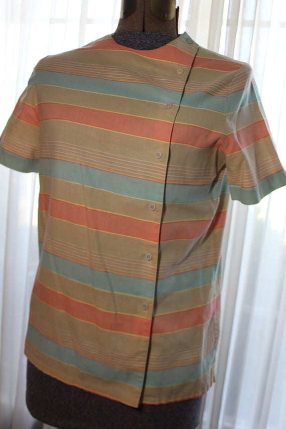 70s ASYMMETRICAL CHIC Pastel Beach Tone STRIPED Su