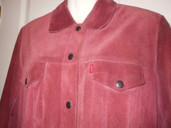 LEVIS Pink Purple SUEDE Hippie Era Leather Jacket… - image 4