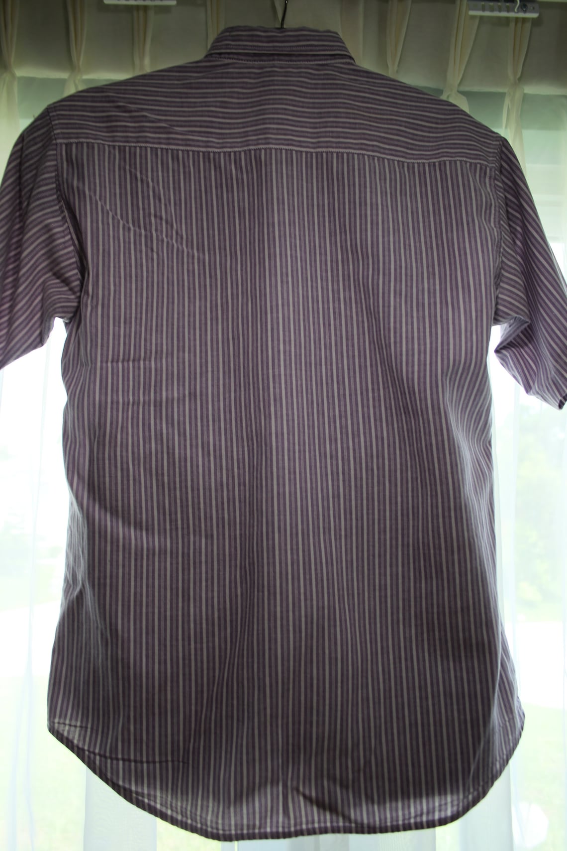 Vintage PURPLE PINSTRIPE Button Down Short Sleeve Shirt Med - Etsy