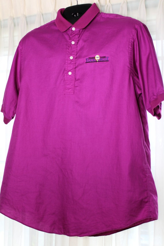 Rare GOLF TOURNAMENT Vintage Purple Polo Shirt XL 