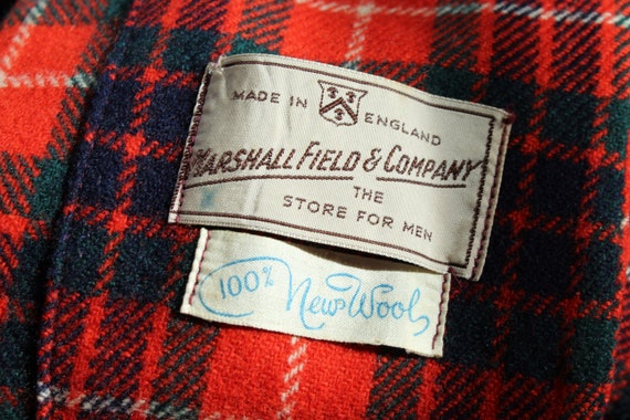 40s 50s RED FRASER PLAID New Wool Robe w Belt Mar… - image 10