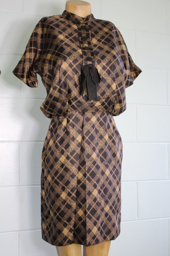 60s Mr Mort Silk Plaid Dress With Bow - Mod Fashion History - Etsy