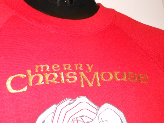 MERRY CHRISMOUSE Red SWEATSHIRT Ugly Cute Christm… - image 4