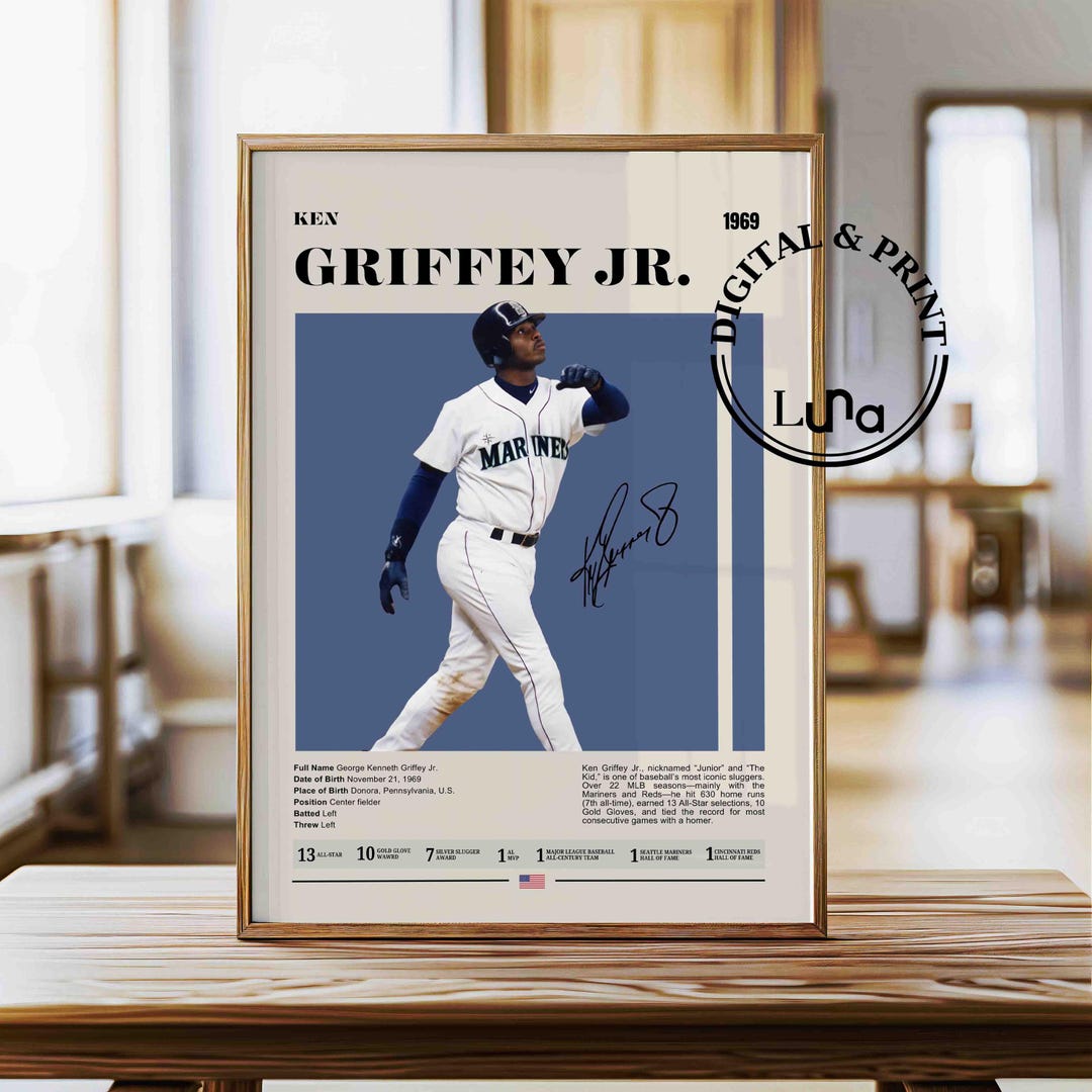 Ken Griffey Jr Poster: Minimalist MLB Baseball Legend Wall Art (digital ...